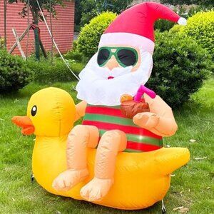 🆕4.5FT Christmas Inflatables Cute Blow Up Duck Santa Claus Outdoor Decorations